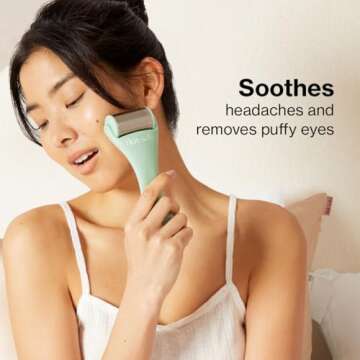 Kitsch Ice Face Roller Skin Care - Facial Rollers for Eye Puffiness, Cold Skin Rollers, Lymphatic Drainage Massager, Roller Face for Wrinkles, Migraine Relief - Minty Green