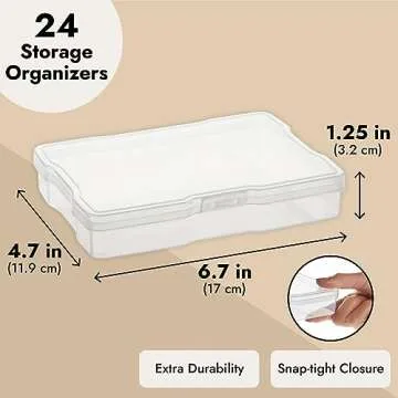 Bright Creations 24 Photo Storage Boxes for 4x6 Pictures - Photo Organizer Containers with 40 Blank Labels - Clear, 64 Total Pieces - Picture Storage Containers