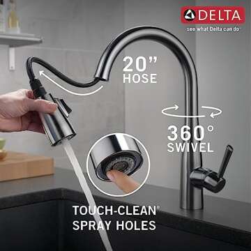Delta 9113-AR-DST Essa Single Handle Pull-Down Kitchen Faucet, Standard, Arctic Stainless