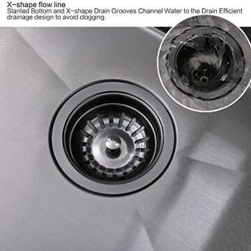 33 Inch Black Kitchen Sink Drop In Workstation - VOKIM 33x22-Inch Drop In Sink 16 Gauge Black Stainless Steel Single Bowl Kitchen Sink 10'' Deep Handmade Kitchen Sink with Cutting Board& Strainer