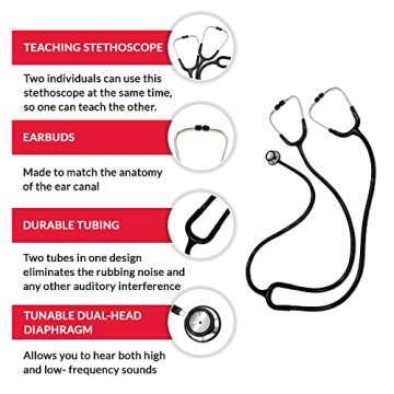 Ever Ready First Aid Deluxe Dual-Head Teaching Stethoscope for Medical Training and Nursing Students...