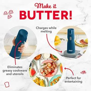 Dash Electric Butter Sprayer, Cordless Butter Sprayer for Popcorn, Toast, Entrees and More - Pro Chef Blue