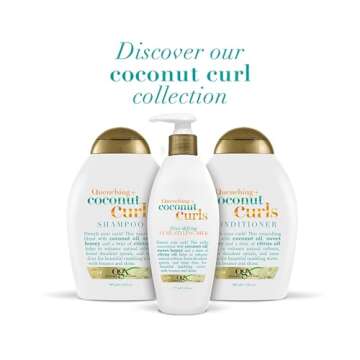 OGX Quenching + Coconut Curls Frizz-Defying Styling Milk, Nourishing Leave-In Hair Treatment with Coconut, Citrus Oil & Honey, Paraben-Free and Sulfated-Surfactants Free, 6 fl oz