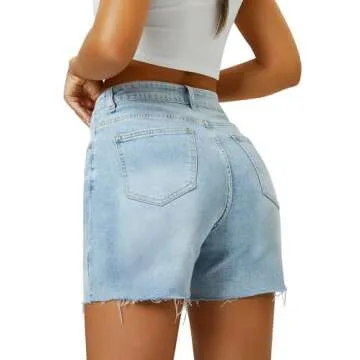 AUWUKA Women's High Waist Jean Shorts for Stylish Summer Days