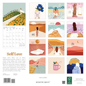 Graphique 2024 Self Love Wall Calendar | 12” x 12” | Thick Paper | Home & Office Organizer | Lar...