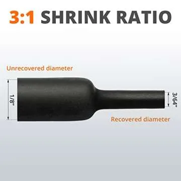 Wirefy 1/8" Heat Shrink Tubing - 3:1 Ratio - Adhesive Lined - Black - 50 Feet Roll