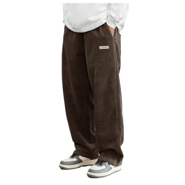 Fashionable SOLY HUX Men's Corduroy Pants Casual Drawstring Sweatpants with Pockets