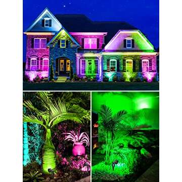 ZUCKEO 10W RGB Color Changing Landscape Lighting LED Low Voltage Landscape Lights with Connectors, Remote Control IP66 Waterproof Yard Lawn Garden Flag Outdoor Spotlights (10Pack with Connectors)