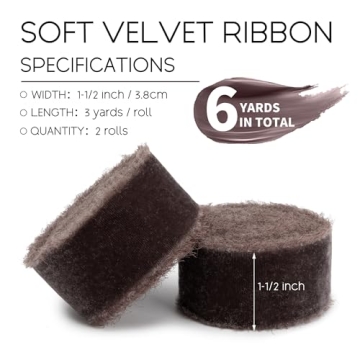 Keypan Brown Handmade Velvet Ribbon 1-1/2 x 6 Yds for Crafts
