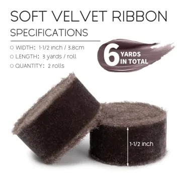 Keypan Brown Handmade Velvet Ribbon 1-1/2 x 6 Yds for Crafts