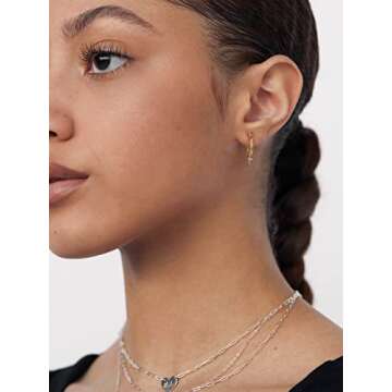 MYEARS Women Spike Earrings Gold Huggie Arrow Hoop 14K Gold Plated Small Simple Hypoallergenic Every...