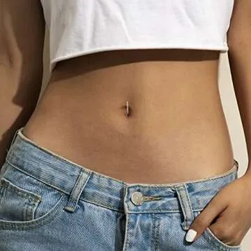 FIASASO 2Pcs 14G Clicker Belly Button Ring for Women Surgical Steel CZ Opal Belly Ring Simple Reverse Navel Rings Body Jewelry