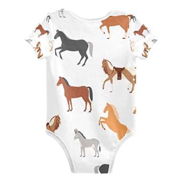 vvfelixl Horse Pony Zebra Donkey Baby Short Sleeve Bodysuits,Baby Clothes for Boy Girl,Infant Outfit...