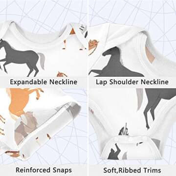 vvfelixl Horse Pony Zebra Donkey Baby Short Sleeve Bodysuits,Baby Clothes for Boy Girl,Infant Outfits for Newborn Baby Toddler 3-6M