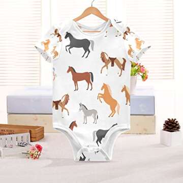 vvfelixl Horse Pony Zebra Donkey Baby Short Sleeve Bodysuits,Baby Clothes for Boy Girl,Infant Outfits for Newborn Baby Toddler 3-6M