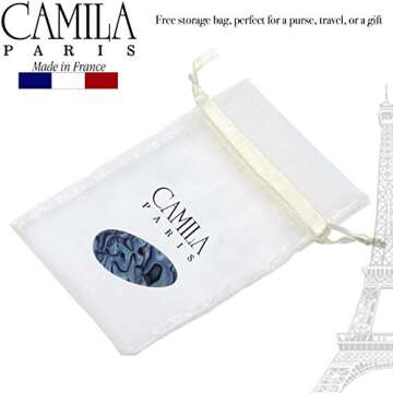 Camila Paris CP2984 French Hair Barrette Clip Handmade Oval Blue, Strong Hold Grip Hair Clips for Women, No Slip Rubberized Metal Closure, Durable Styling Girls Hair Accessories, Made in France