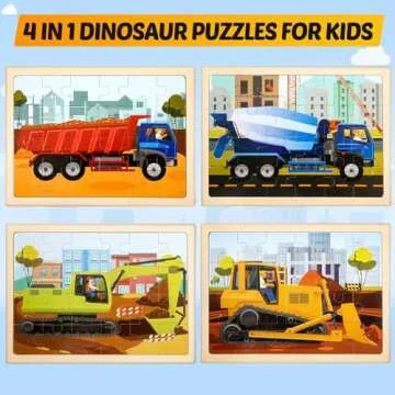 Wooden Vehicle Puzzles for Kids Age 3 4 5 Year Old, 4 Pack 24 Pcs Montessori Toddler Jigsaw Puzzles for Girl boy Activities Preschool Learning Educational Birthday Gift Travel Autistic Wooden Toys