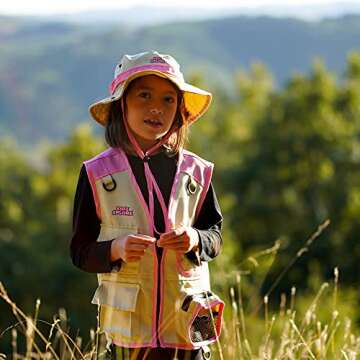 Kidz Xplore Outdoor Adventure Kit for Young Kids - Cargo Vest and Hat Set Backyard Explorer Safari C...