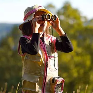 Kidz Xplore Outdoor Adventure Kit for Young Kids - Cargo Vest and Hat Set Backyard Explorer Safari Costume and Dress Up for Park Ranger, Paleontologist, Zoo Keeper Kid and Scavenger Hunt (pink)