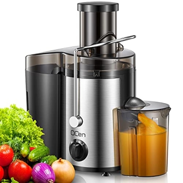 Qcen Juicer Machine, 500W Centrifugal Juicer Extractor with Wide Mouth 3” Feed Chute for Fruit Veg...