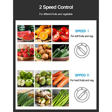 Qcen Juicer Machine, 500W Centrifugal Juicer Extractor with Wide Mouth 3” Feed Chute for Fruit Vegetable, Easy to Clean, Stainless Steel, BPA-free (Black)