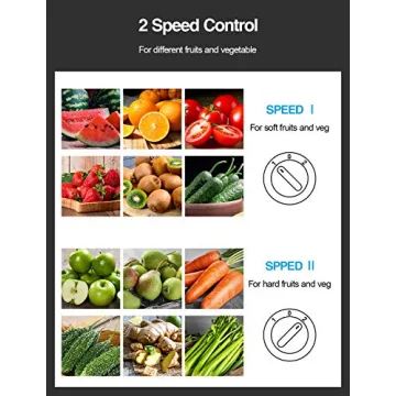 Qcen Juicer Machine, 500W Centrifugal Juicer Extractor with Wide Mouth 3” Feed Chute for Fruit Vegetable, Easy to Clean, Stainless Steel, BPA-free (Black)