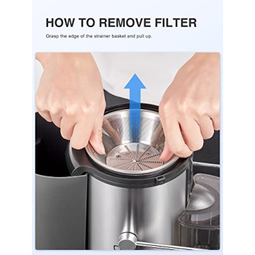 Qcen Juicer Machine, 500W Centrifugal Juicer Extractor with Wide Mouth 3” Feed Chute for Fruit Vegetable, Easy to Clean, Stainless Steel, BPA-free (Black)