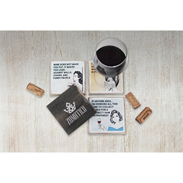 Wine Coasters with Holder - Funny Gifts for Women - Hostess Gifts - Housewarming Gifts for Wine Lovers - Wine Accessories (Funny Wine)