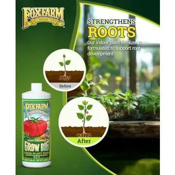 FoxFarm Grow Big Liquid Plant Food - Bloom Fertilizer for Flowers, Fruits, and Vegetables, Perfect for Indoor & Outdoor Potted Plants, NPK 6-4-4 (Quart)
