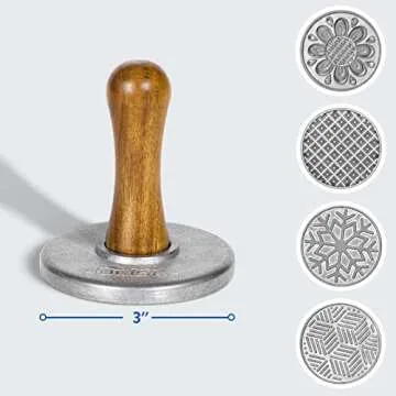 HULISEN Cookie Stamps Set of 4, Metal Cookie Press Mold with Wooden Handle, Decorating Supplies for ...