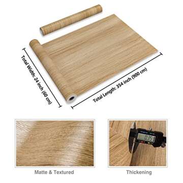CRE8TIVE 24"x354" Brown Wood Contact Paper Peel and Stick Large Size Self Adhesive Wood Look Wallpap...