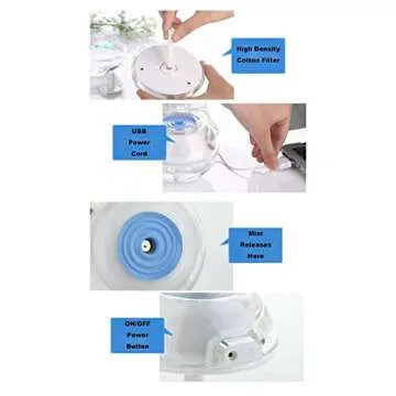 Humidifier by JZK, Air Cool Mist Humidifiers are Perfect to Purify any Personal Bedroom, Car, Desk or Babies Room, Comes with filter and easy to use on any Desk or for Travel! (Small, Color Rotating)