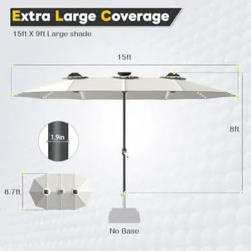 Large Double-Sided Solar Patio Umbrella in Ivory