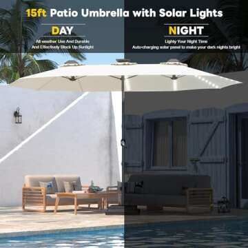 Large Double-Sided Solar Patio Umbrella in Ivory