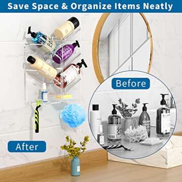 AITEE Acrylic Shower Caddy - No Drill, Rustproof Organizer