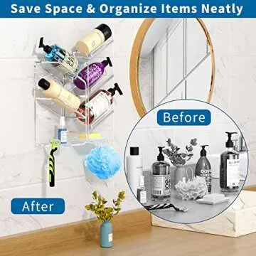 AITEE Acrylic Shower Caddy - No Drill, Rustproof Organizer