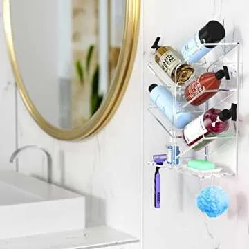 AITEE Acrylic Shower Caddy - No Drill, Rustproof Organizer