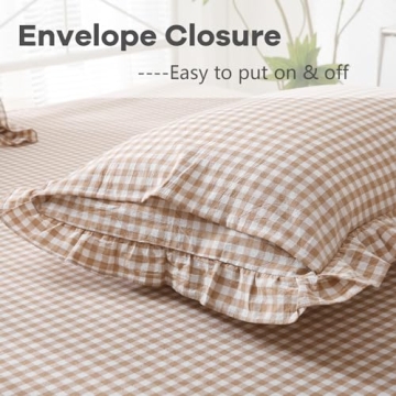 K MASANIJI 2 Pack Taupe White Ruffle Pillow Shams 26x26