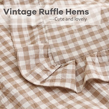 K MASANIJI 2 Pack Taupe White Ruffle Pillow Shams 26x26