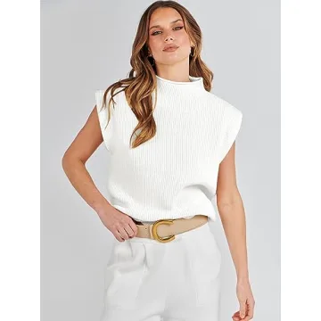 Stylish ANRABESS Women's Mock Neck Sleeveless Sweater Vest