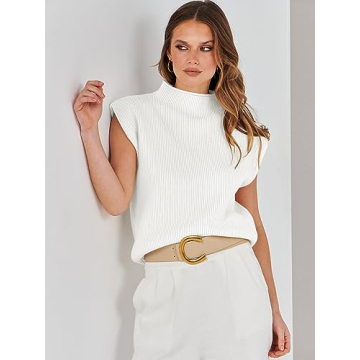 Stylish ANRABESS Women's Mock Neck Sleeveless Sweater Vest