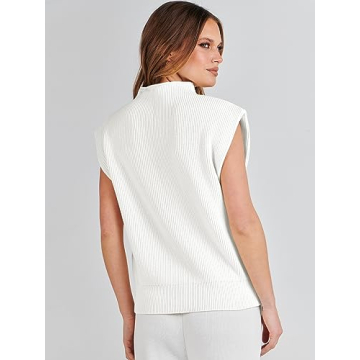 Stylish ANRABESS Women's Mock Neck Sleeveless Sweater Vest