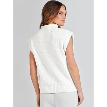 Stylish ANRABESS Women's Mock Neck Sleeveless Sweater Vest