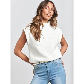 Stylish ANRABESS Women's Mock Neck Sleeveless Sweater Vest