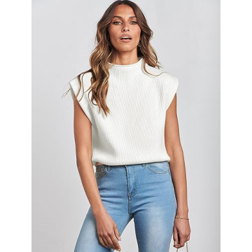 Stylish ANRABESS Women's Mock Neck Sleeveless Sweater Vest