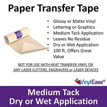 Vinyl Ease 12" x 100ft Paper Transfer Tape for Vinyl Projects