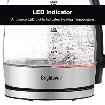 Brightown 1.7L Electric Kettle with LED Temperature Control