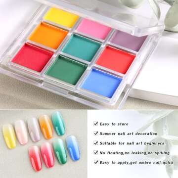 FSpronail 9 Color Nail Pigment Palette for Beginners