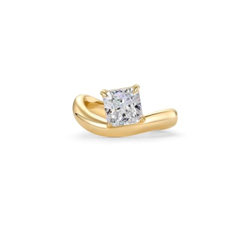 PAVOI 14K Yellow Gold Plated Premium Cubic Zirconia Square Solitaire Engagement Ring - Unique Design...