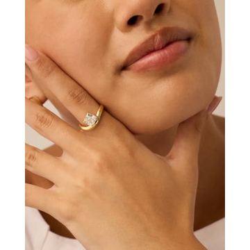 PAVOI Yellow Gold Cubic Zirconia Engagement Ring for Women